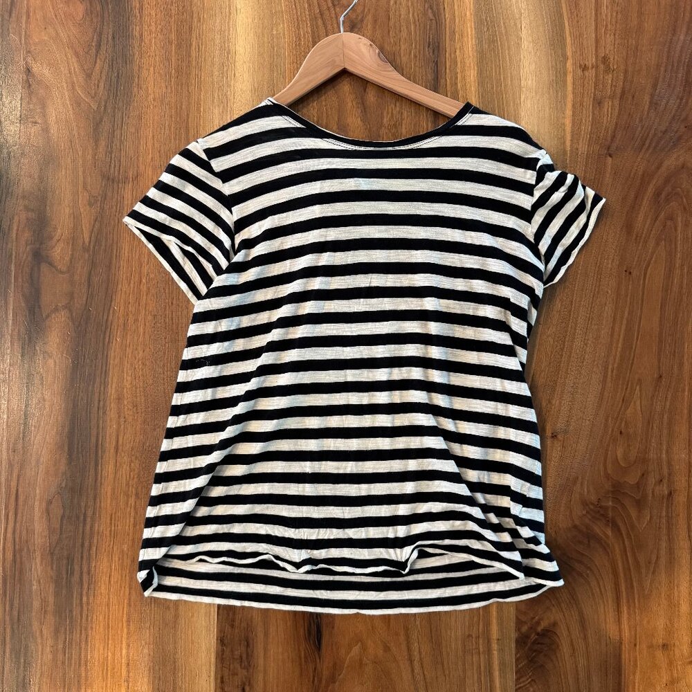 Proenza Schouler tie-back black and cream stripe t shirt